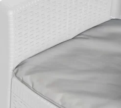 Set Salotto da Esterno Bianco Bianco 6 Posti 2 Tavolini, Impermeabile Idrorepellente Made in Italy - Dervio