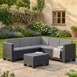 Set salotto da esterno Camerota, Made in Italy, Antracite