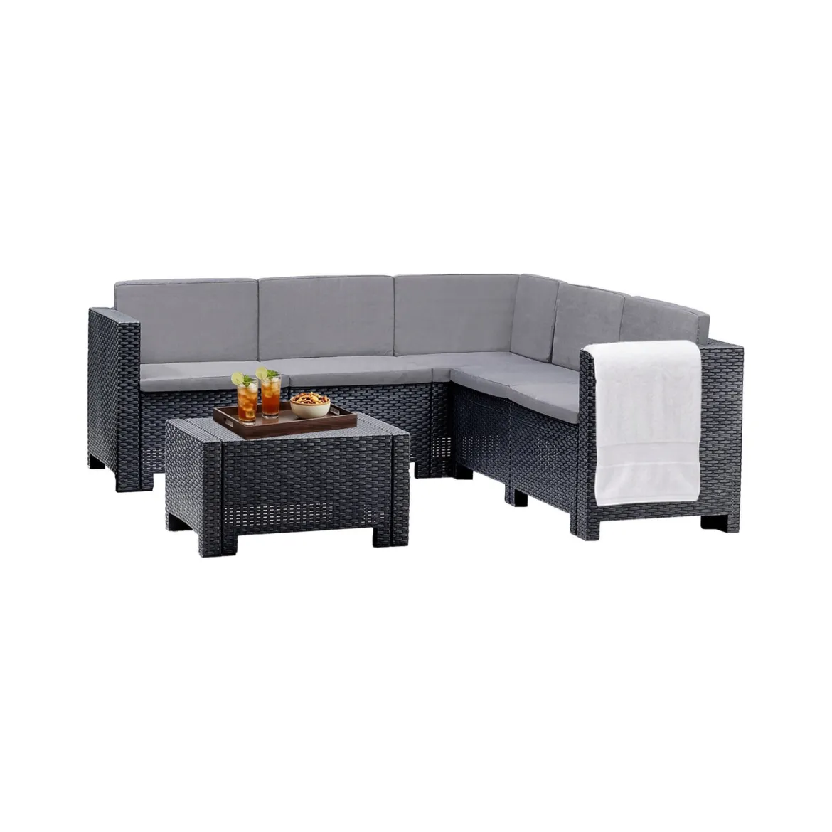 Set salotto da esterno Camerota, Made in Italy, Antracite