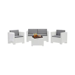Set salotto da esterno Camisano, Made in Italy, Bianco