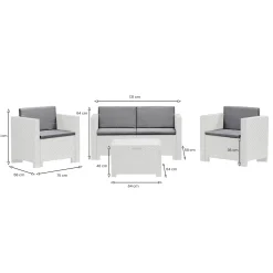 Set salotto da esterno Camisano, Made in Italy, Bianco