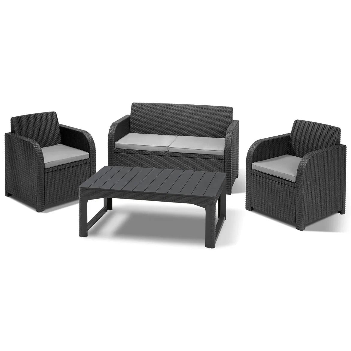 Set salotto da esterno Joliette, 129x62 h77 cm, Antracite