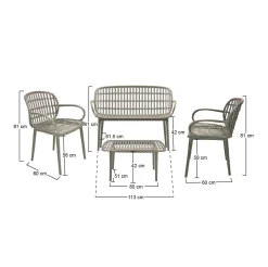 Set salotto da esterno Jurij, Tortora