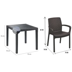 Set Salotto da Esterno Nero Antracite 2 Posti un Tavolino, Made in Italy - Ben