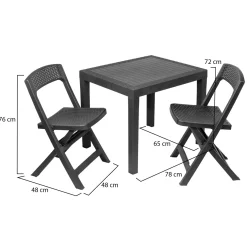 Set Salotto da Esterno Nero Antracite 2 Posti un Tavolino, Made in Italy - Corinth