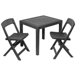 Set Salotto da Esterno Nero Antracite 2 Posti un Tavolino, Made in Italy - Corinth