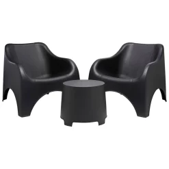 Set Salotto da Esterno Nero Antracite 2 Posti un Tavolino, Tavolo Tavolino - Cormons