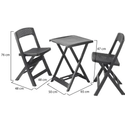 Set Salotto da Esterno Nero Antracite 2 Posti un Tavolino, set Pieghevole Made in Italy - Cassville