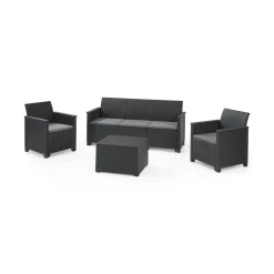 Set salotto da esterno Orillia, Antracite, Sofà 3 posti