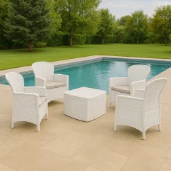 Set salotto da esterno Sulzano, Made in Italy, Bianco
