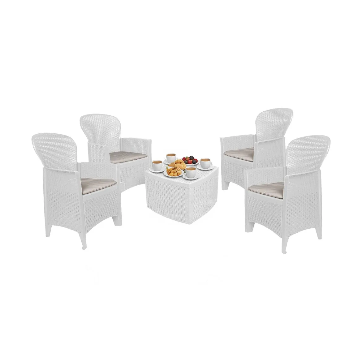 Set salotto da esterno Sulzano, Made in Italy, Bianco