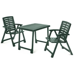 Set Salotto da Esterno Verde Antracite 2 Posti un Tavolino, set da Campeggio Bistrot Made in Italy - Lithia