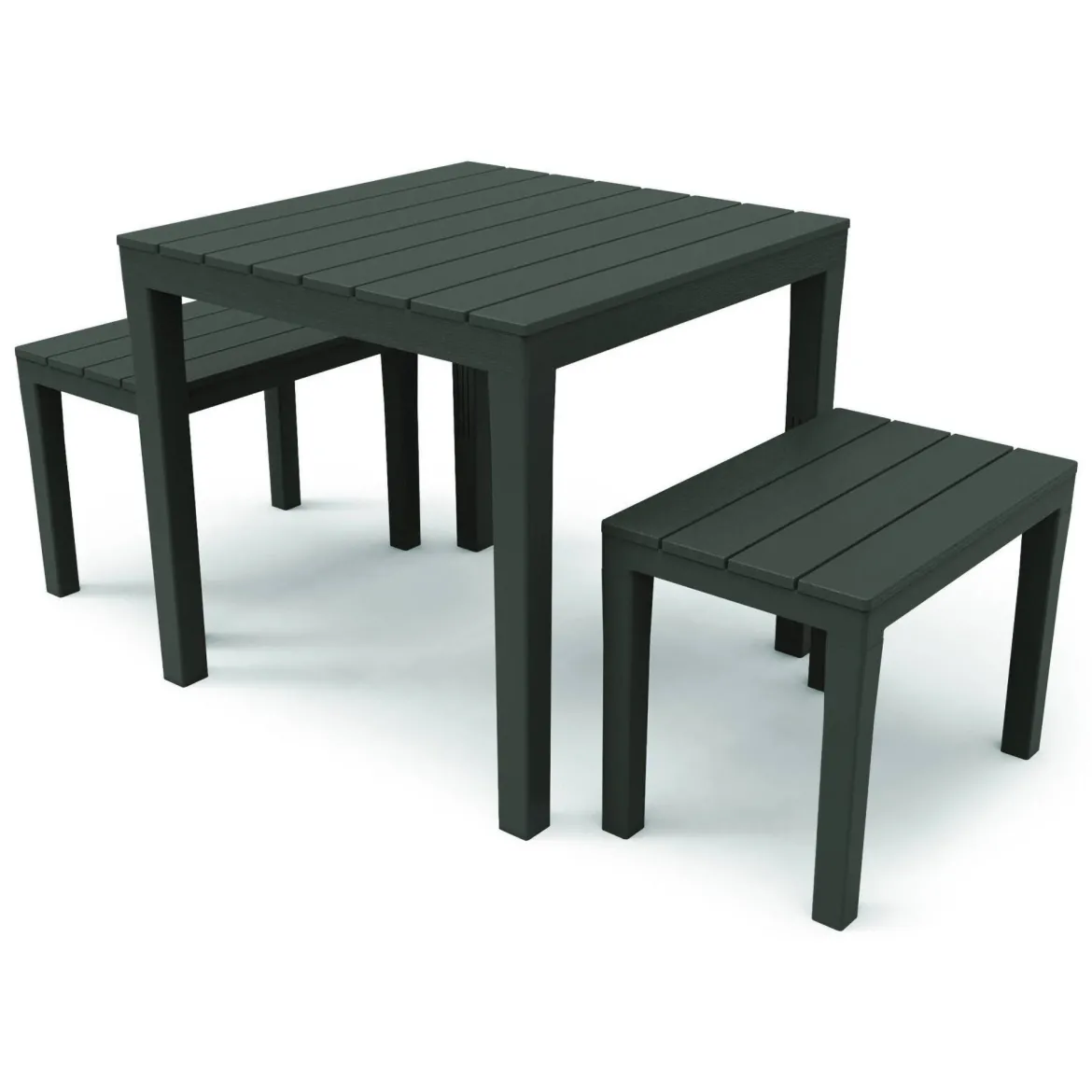 Set salotto esterno 2 panchette e 1 tavolo antracite - Alambico