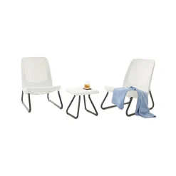 Set salotto esterno 2 poltrone 1 tavolino bianco - Canmore