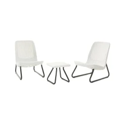 Set salotto esterno 2 poltrone 1 tavolino bianco - Canmore
