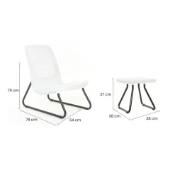 Set salotto esterno 2 poltrone 1 tavolino bianco - Canmore