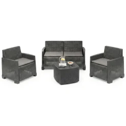 Set salotto esterno 4 poltrone e 1 divano antracite - Amer