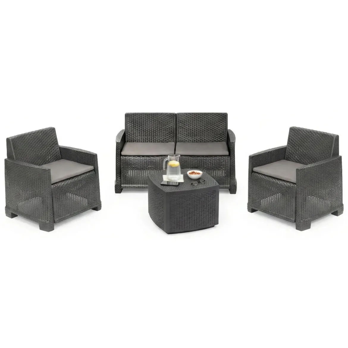 Set salotto esterno 4 poltrone e 1 divano antracite - Amer
