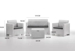 Set salotto esterno poltrone e divano effetto rattan tortora - Palu