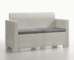 Set salotto esterno poltrone e divano effetto rattan tortora - Palu