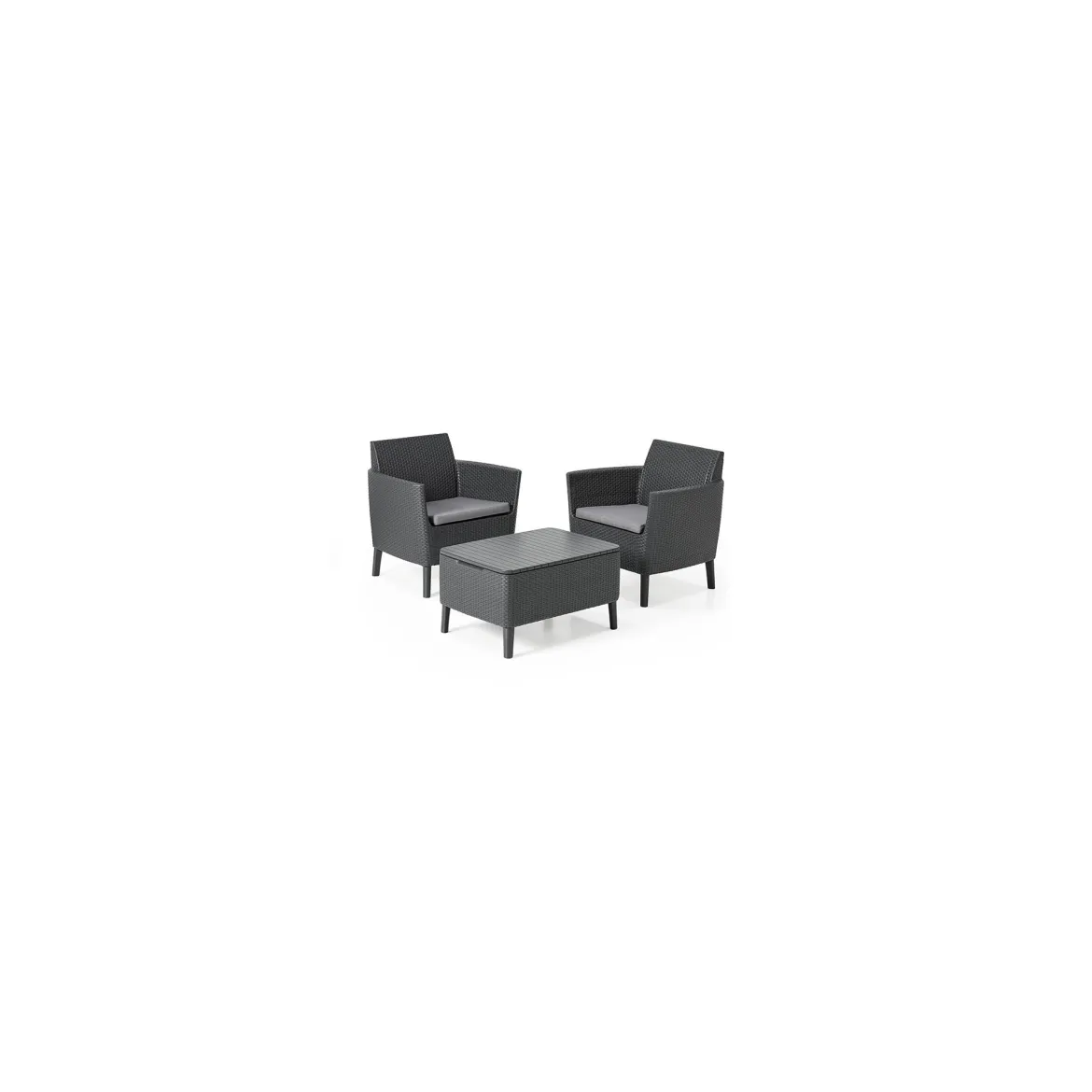 Set salotto esterno 2 posti e 1 tavolino contenitore antracite - Granby