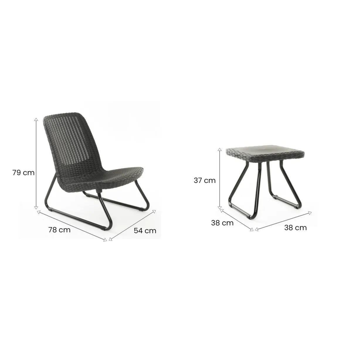 Set salotto esterno 2 posti e 1 tavolo antracite - Canmore