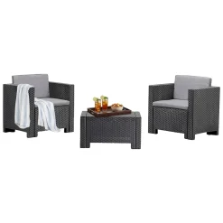Set salotto esterno 2 posti e 1 tavolo effetto rattan bianco - Anny