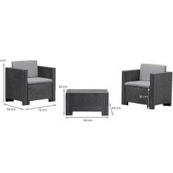Set salotto esterno 2 posti e 1 tavolo effetto rattan bianco - Anny