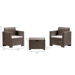 Set salotto esterno 2 posti e 1 tavolo tortora - Apis