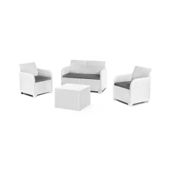 Set salotto esterno 3 posti e 1 tavolo bianco - Barrhead