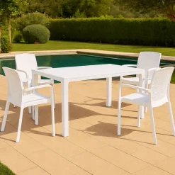 Set salotto esterno 4 posti e 1 tavolo crema - Sangano