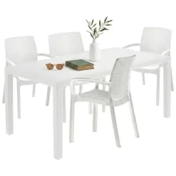 Set salotto esterno 4 posti e 1 tavolo crema - Sangano