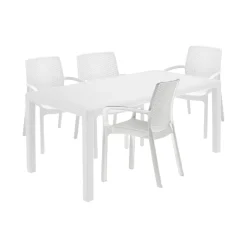 Set salotto esterno 4 posti e 1 tavolo crema - Sangano