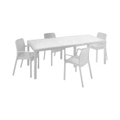 Set salotto esterno 4 sedie e tavolo allungabile bianco - Arret