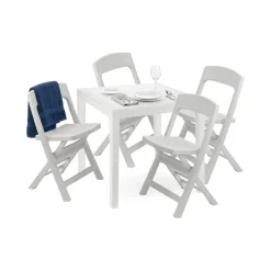 Set salotto esterno 4 sedie 1 tavolo quadrato bianco - Sanzeno