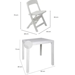 Set salotto esterno 4 sedie 1 tavolo quadrato bianco - Sanzeno