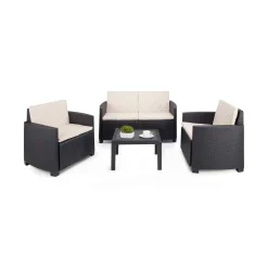 Set salotto giardino impermeabile effetto rattan antracite - Arabesk