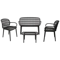 Set salotto giardino minimal 2 poltrone e 1 panchina antracite - Jurij