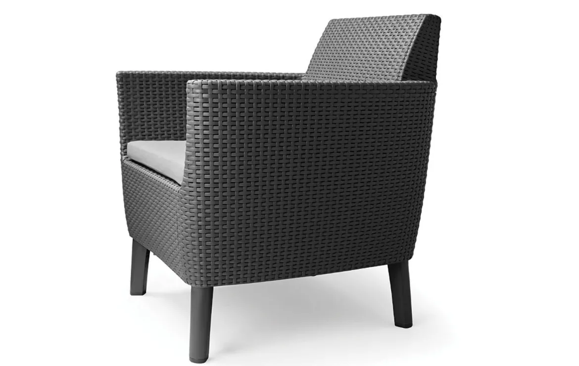 Set salotto giardino poltrone e divano effetto rattan antracite - Cameri