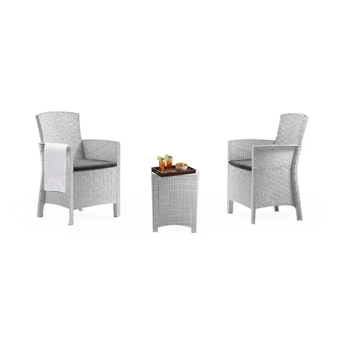 Set salotto giardino poltrone effetto rattan marrone - Asiak