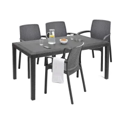 Set salotto giardino sedie effetto rattan antracite - Sover