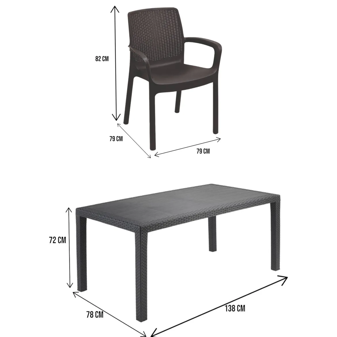 Set salotto giardino sedie effetto rattan antracite - Sover