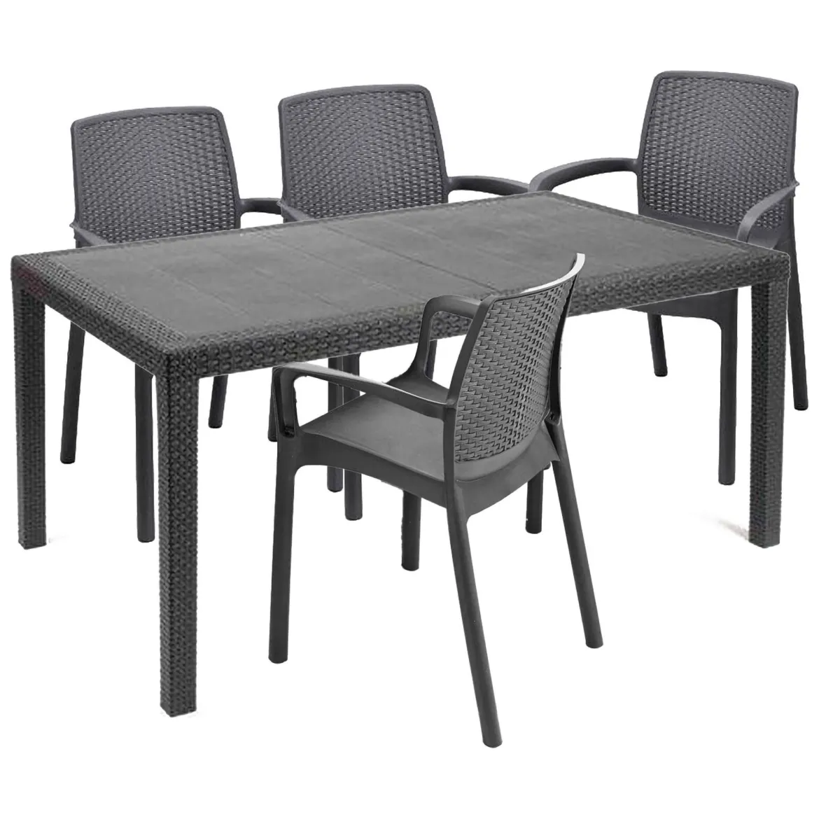 Set salotto giardino sedie effetto rattan antracite - Sover