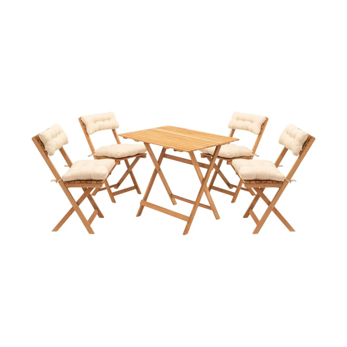 Set salotto giardino 4 sedie pieghevoli crema - Fanano