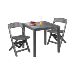 Set salotto giardino 2 sedie 1 tavolo quadrato antracite - Sanzeno