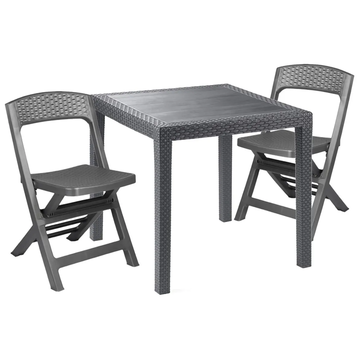 Set salotto giardino 2 sedie 1 tavolo quadrato antracite - Sanzeno