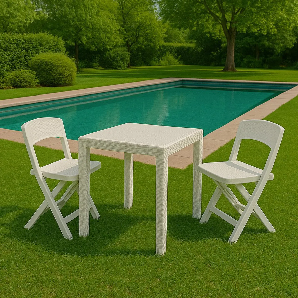 Set salotto giardino 2 sedie 1 tavolo quadrato bianco - Sanzeno