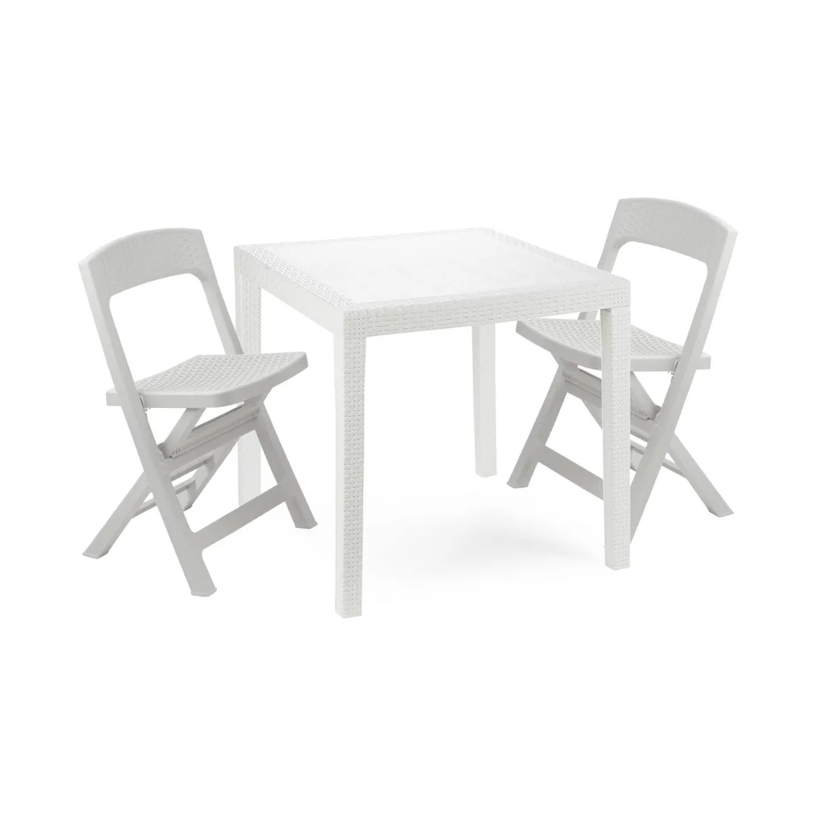 Set salotto giardino 2 sedie 1 tavolo quadrato bianco - Sanzeno