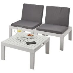 Set salotto piscina poltrone effetto doghe bianco - Aixela