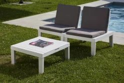 Set salotto piscina poltrone effetto doghe bianco - Aixela